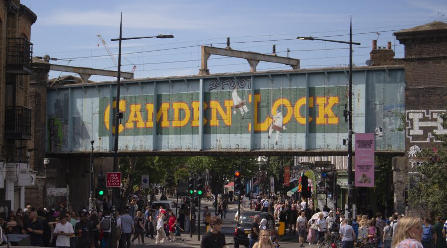 Camden Lock rail bridge art