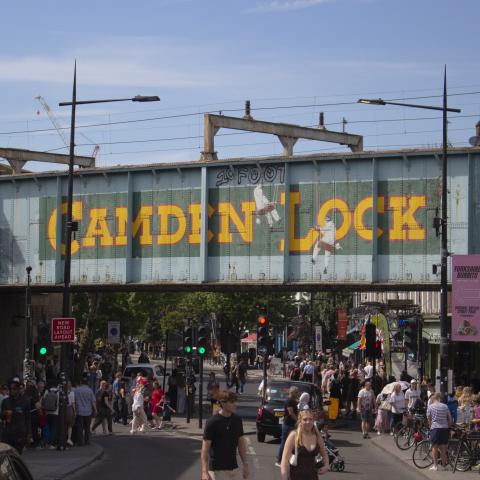 Camden Lock rail bridge art