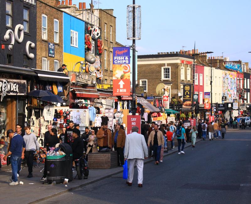 Camden High Street market shops