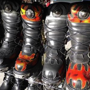 Camden Market shopping metal boots